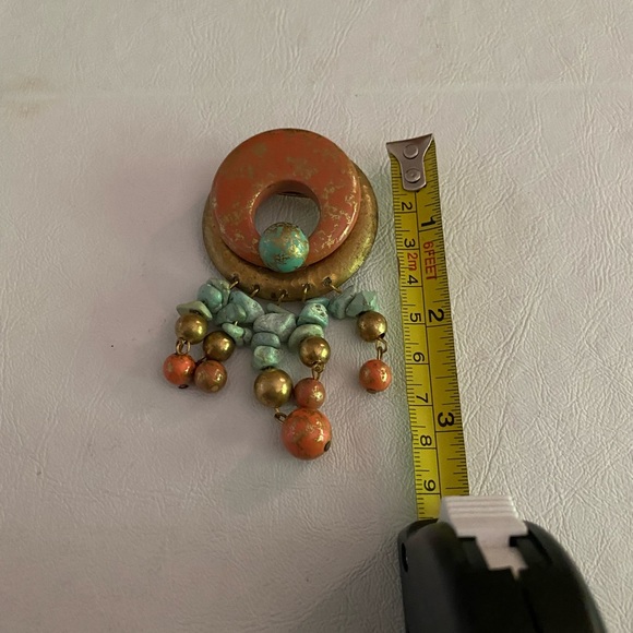 HANDCRAFTED PIN with Turquoise Accents - Picture 4 of 4